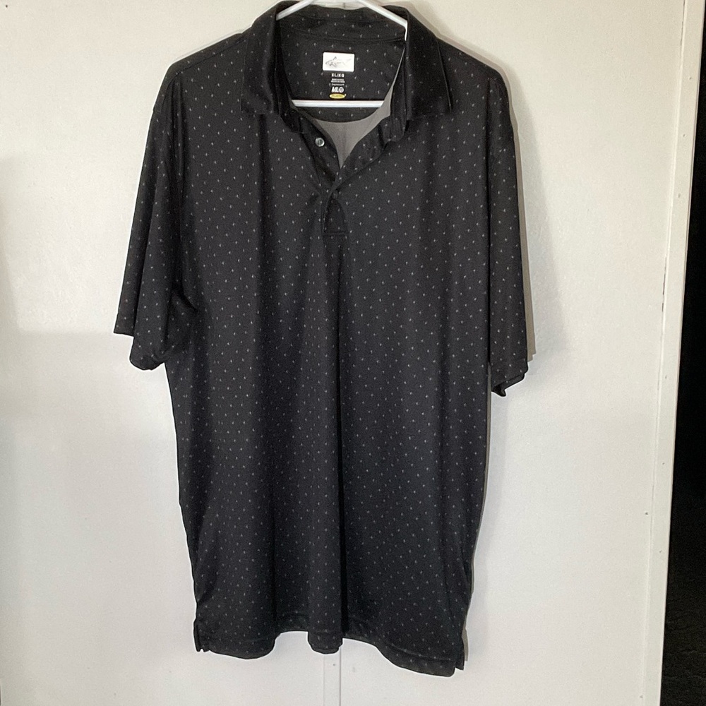Greg Norman Black Polo Shirt with Subtle Pattern